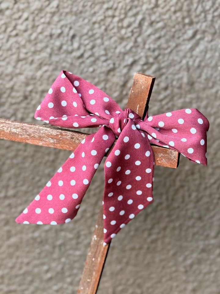 Maroon Polka Dot Twilly
