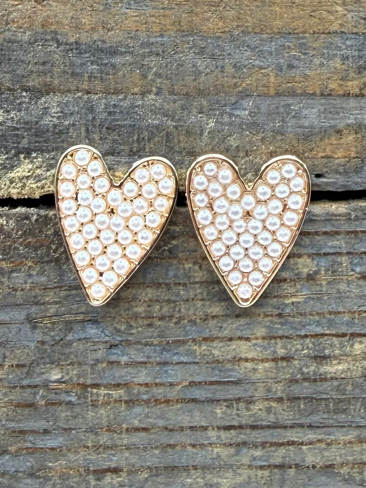 Pearl Heart Studs