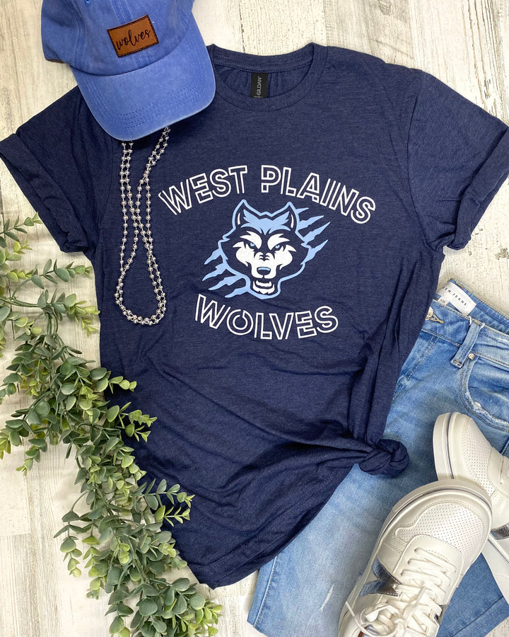West Plains Wolves Collegiate Navy Tee