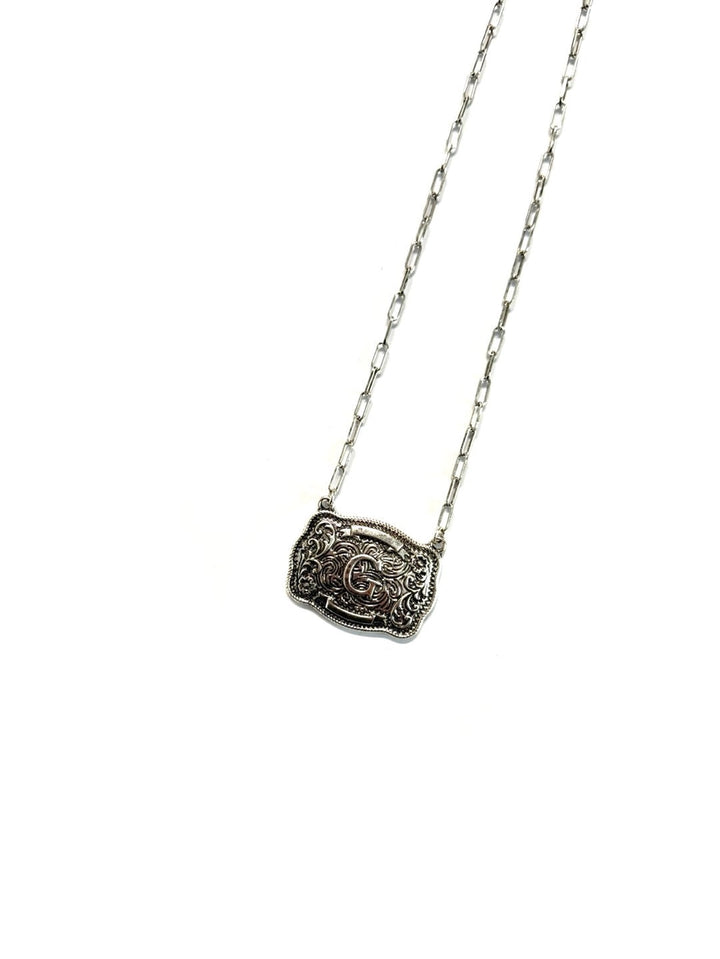 Western Belt Buckle Initial Necklace