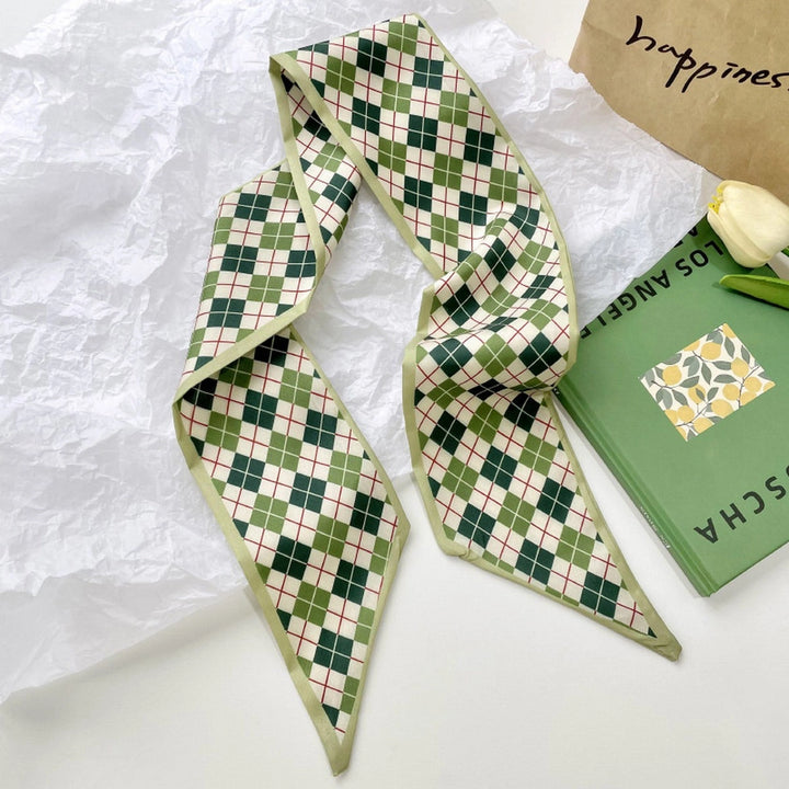 Green Argyle Twilly Scarf