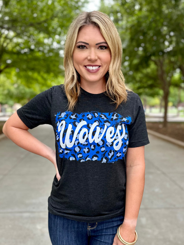 Wolves Blue Tone on Tone Leopard Tee