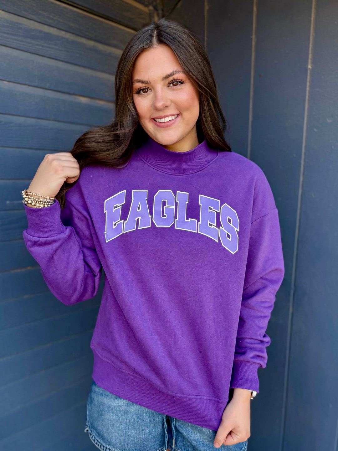 Eagles Mock Neck Purple Sweatshirt