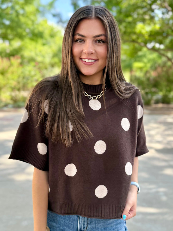 Classic Polka Dot Brown Sweater
