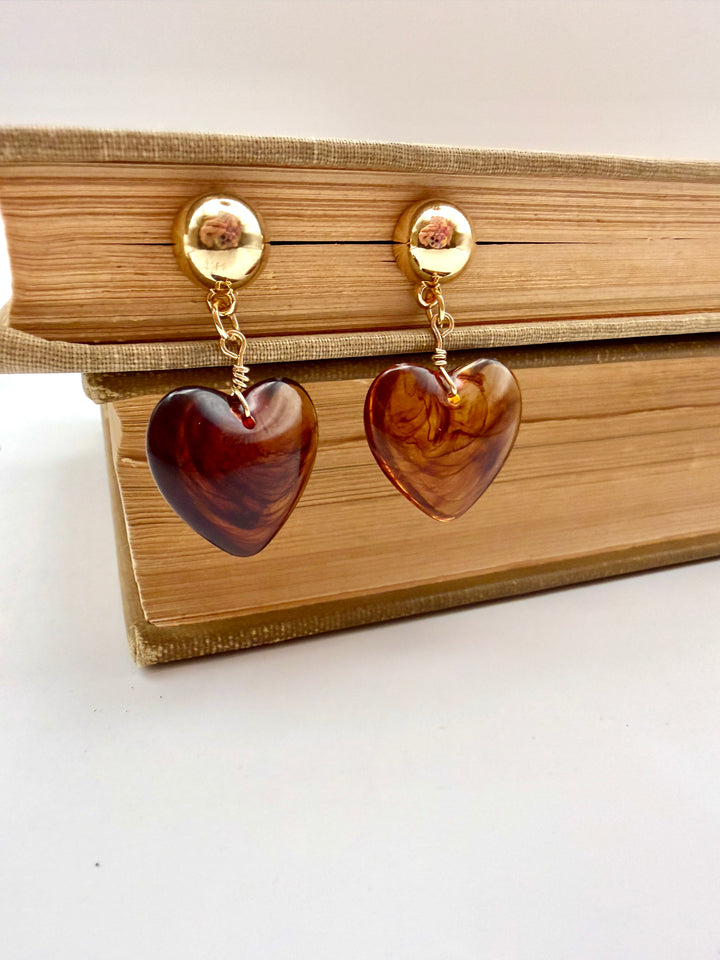 Tortoise Heart Earrings