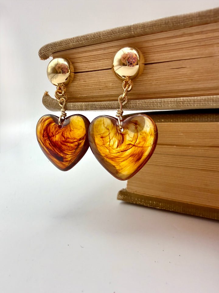 Tortoise Heart Earrings