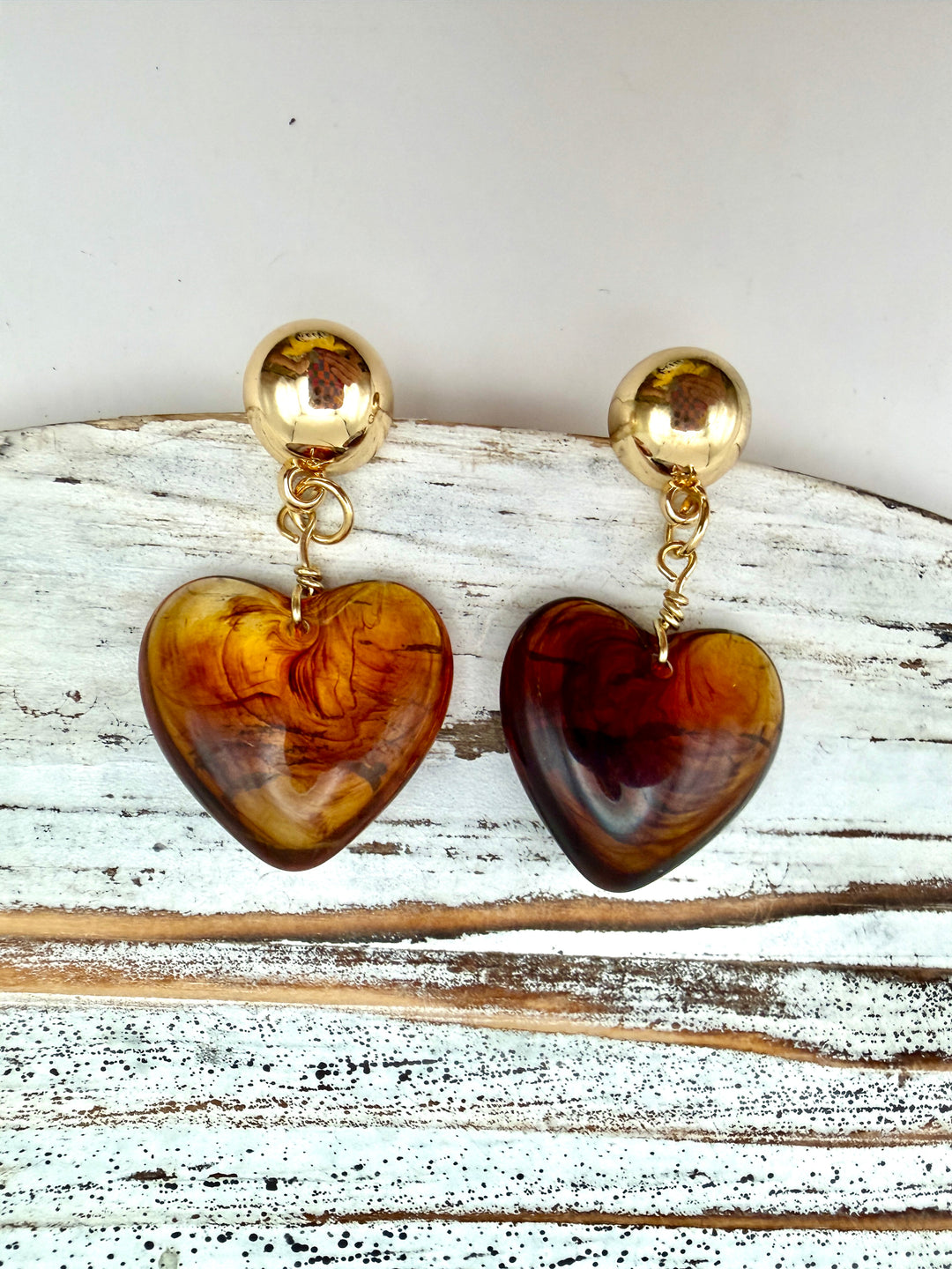 Tortoise Heart Earrings