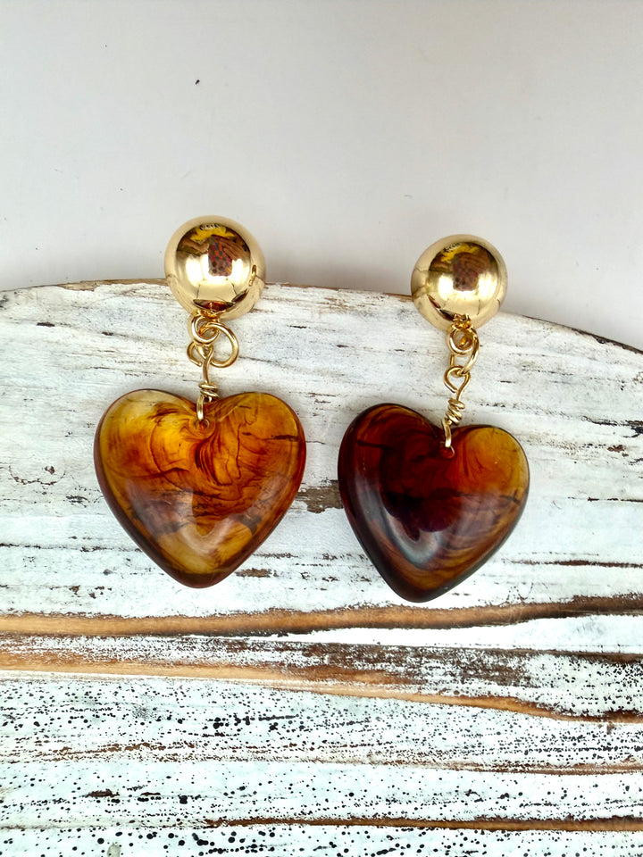 Tortoise Heart Earrings