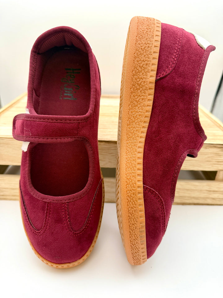 Calm Down Mary Jane Sneaker in Maroon by Corkys