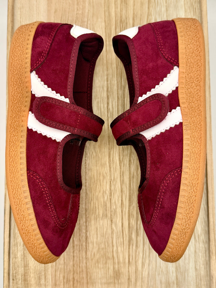 Calm Down Mary Jane Sneaker in Maroon by Corkys