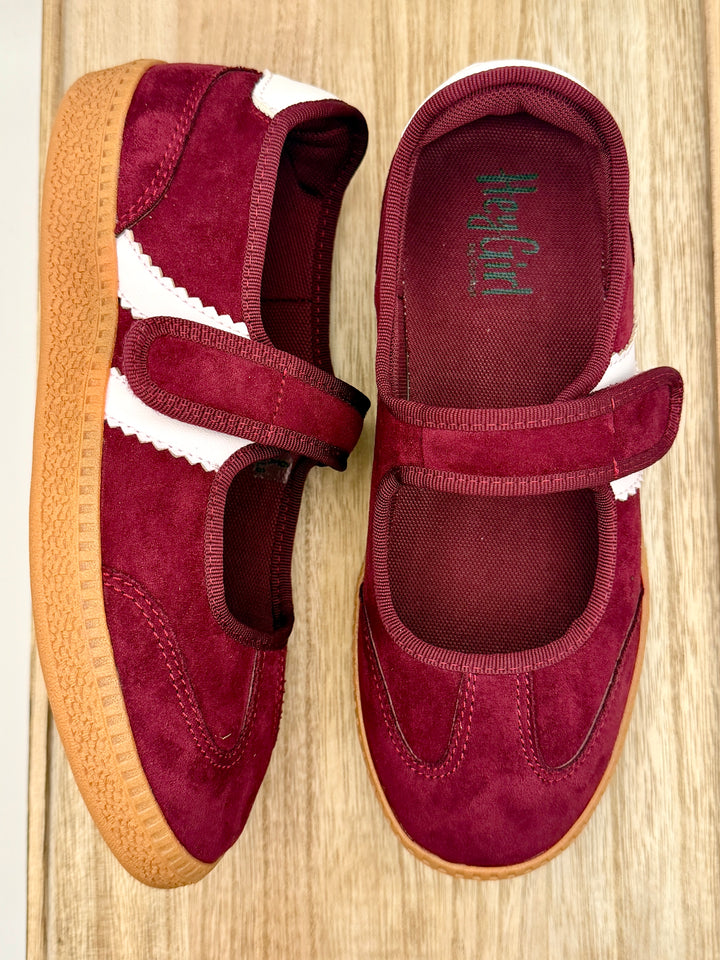 Calm Down Mary Jane Sneaker in Maroon by Corkys