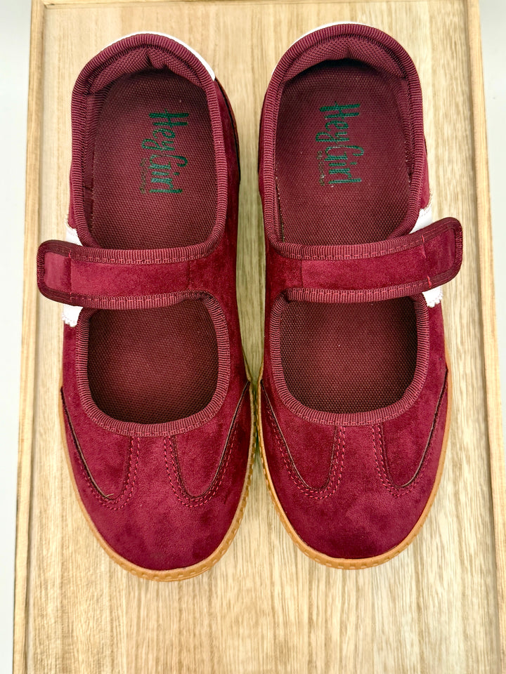 Calm Down Mary Jane Sneaker in Maroon by Corkys