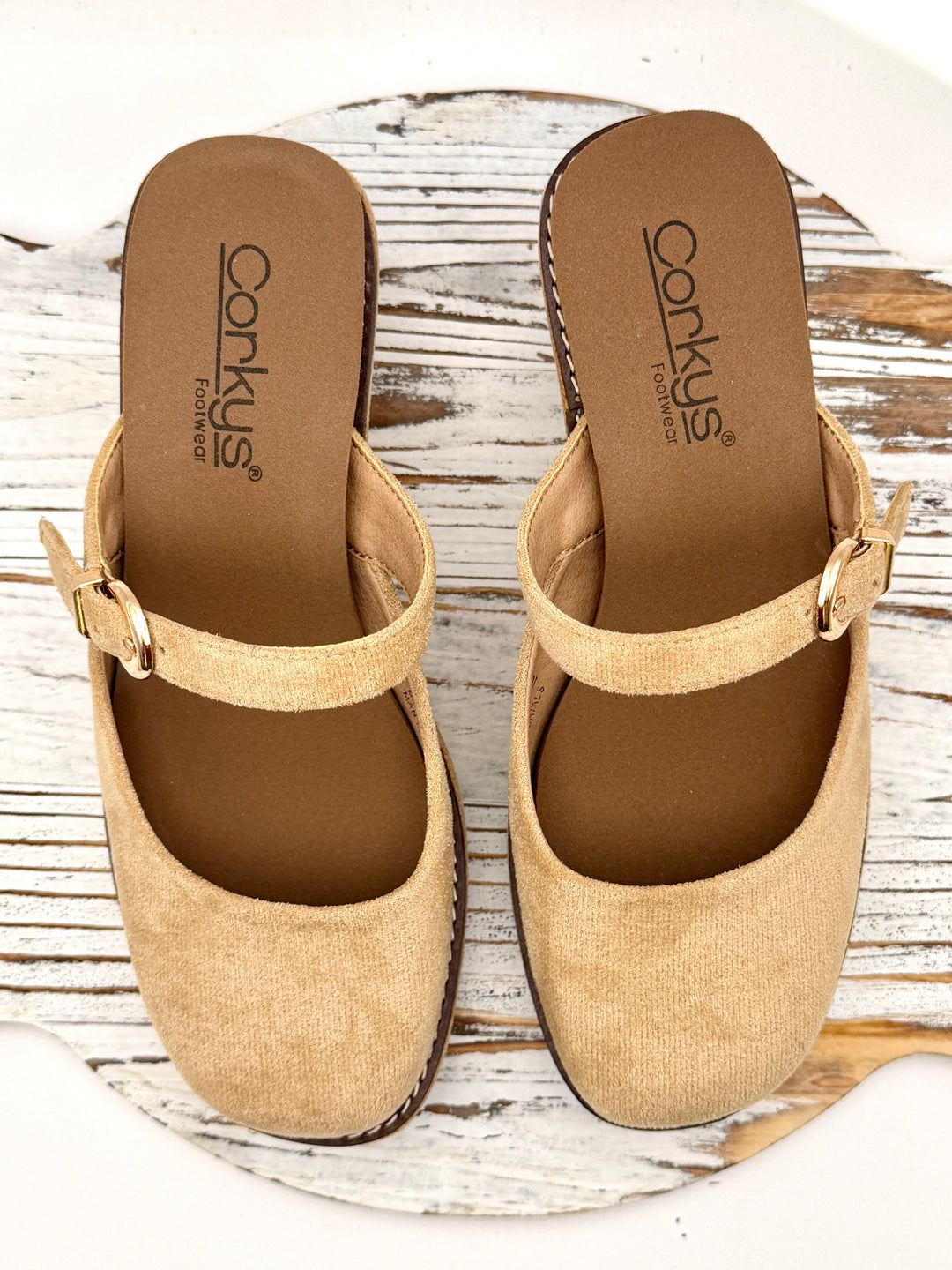 Me Time Camel Faux Suede Wedge By Corkys