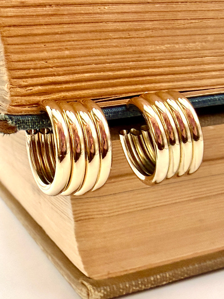 4 Ring Gold Hoop Earrings