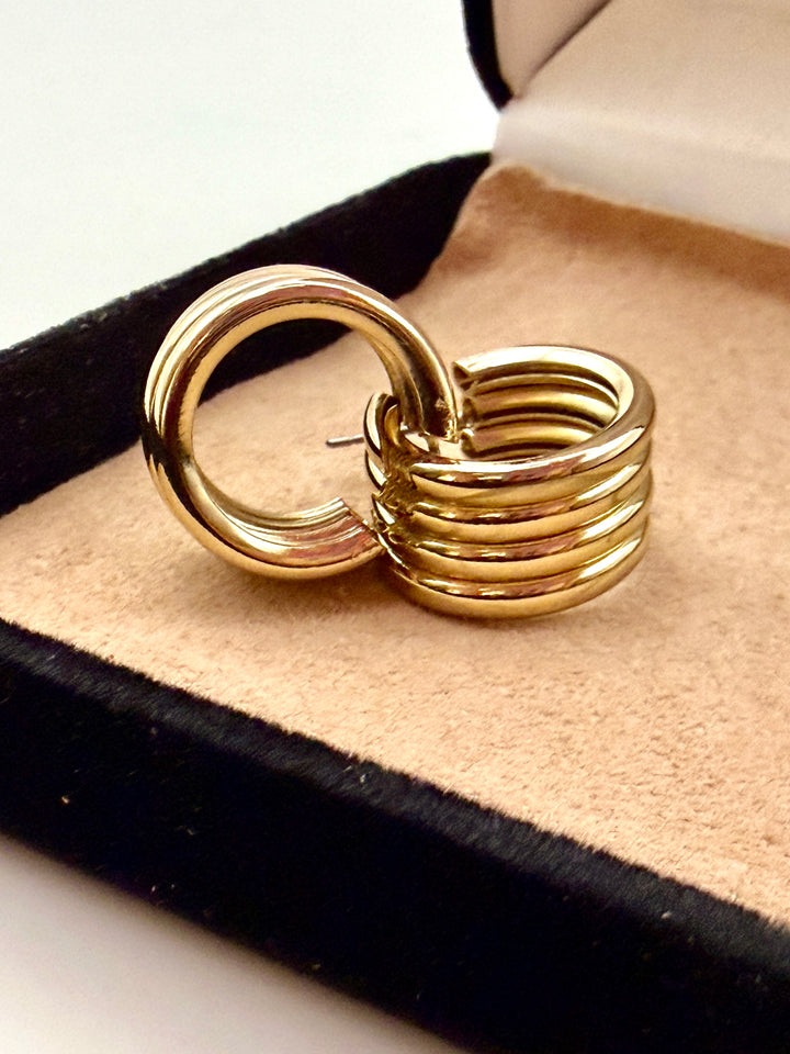 4 Ring Gold Hoop Earrings