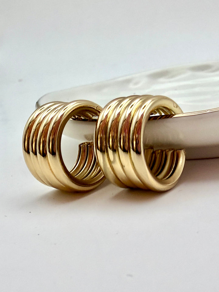 4 Ring Gold Hoop Earrings