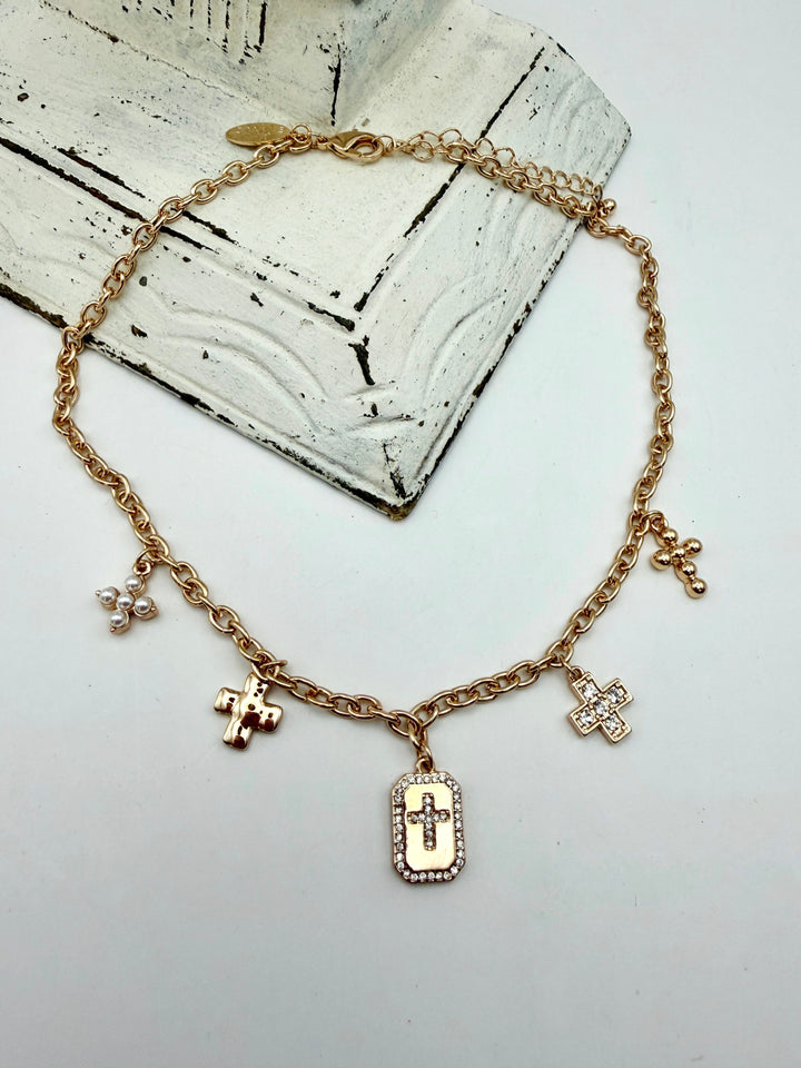 Brinley Gold Cross Charm Necklace