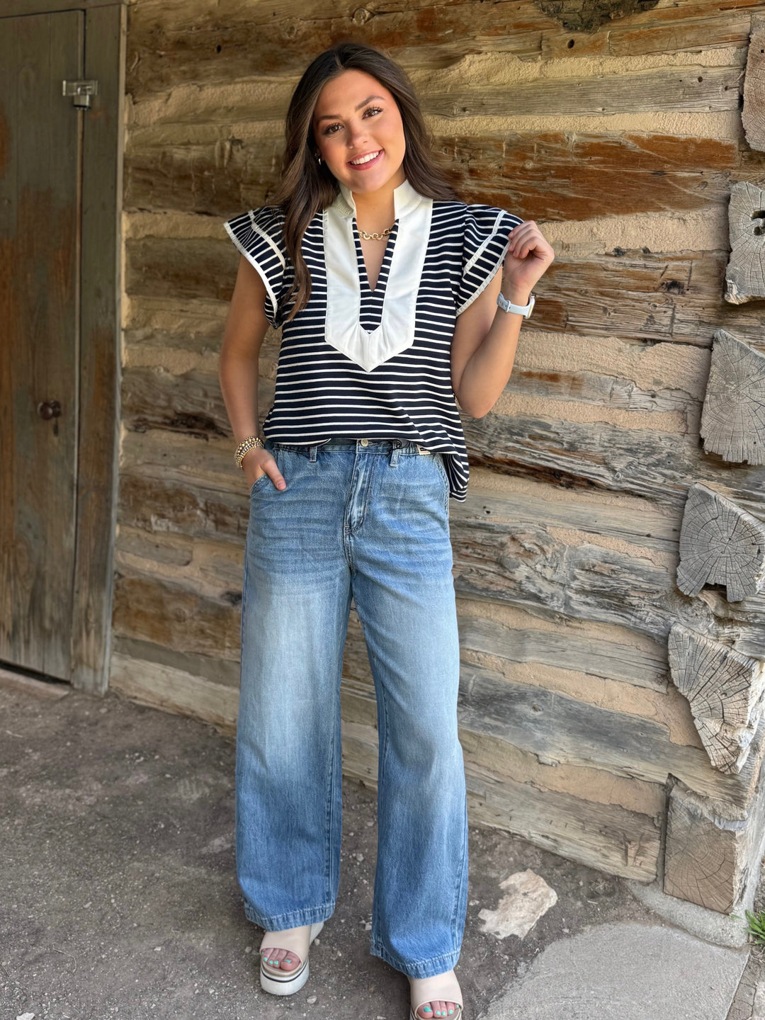 All the Right Stripes Navy Top