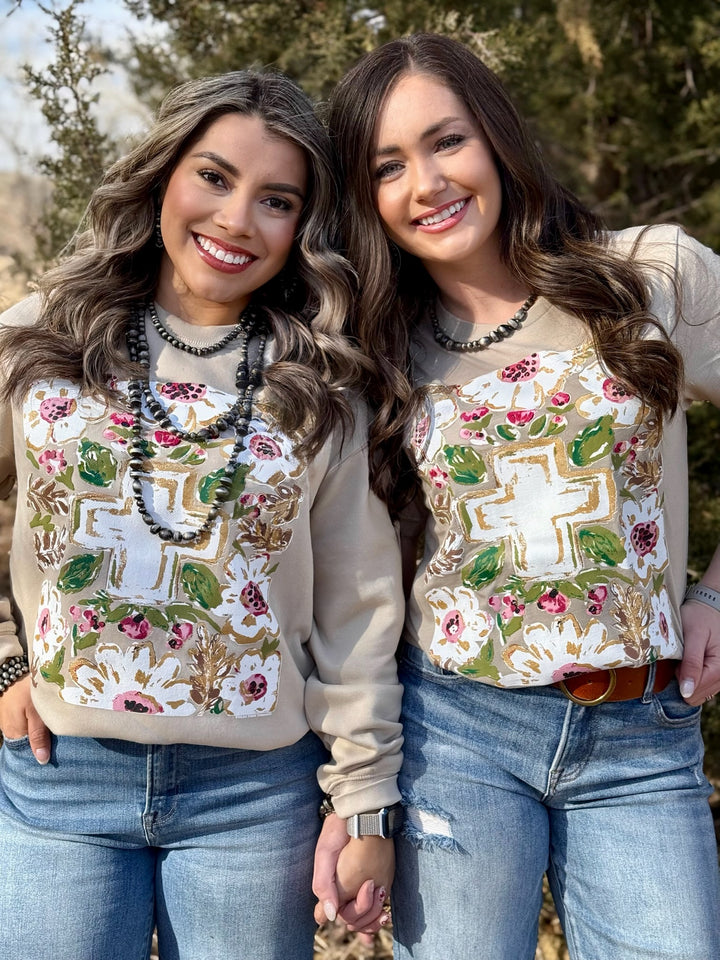 Callie Ann Stelter Gold Floral Cross Short Sleeve Tee by Texas True Threads