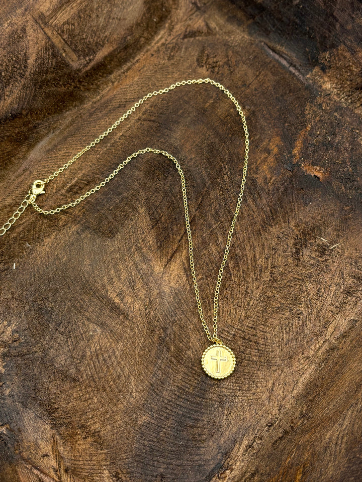 Embossed Cross Pendant Necklace