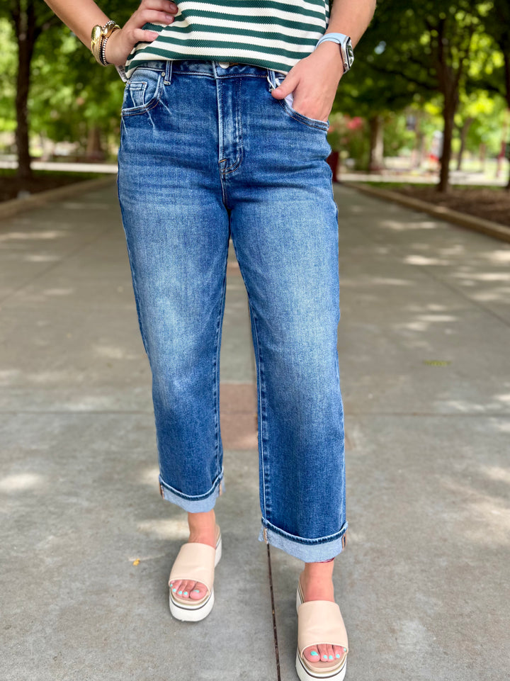 Goldie Mid Rise Boyfriend Ankle Cuff Jean by Risen