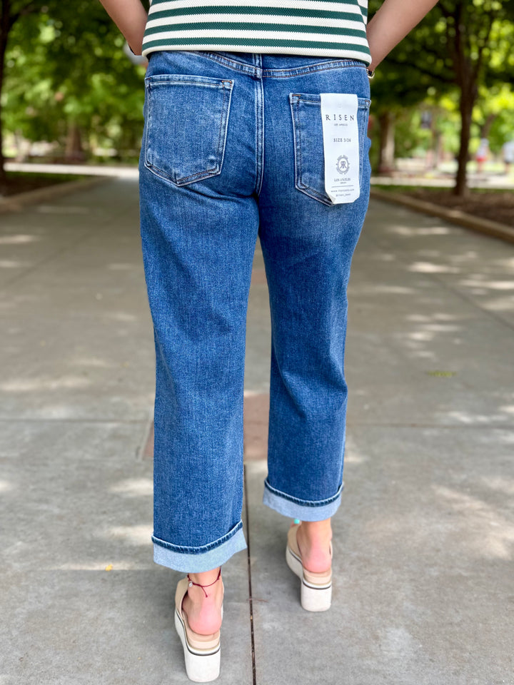 Goldie Mid Rise Boyfriend Ankle Cuff Jean by Risen