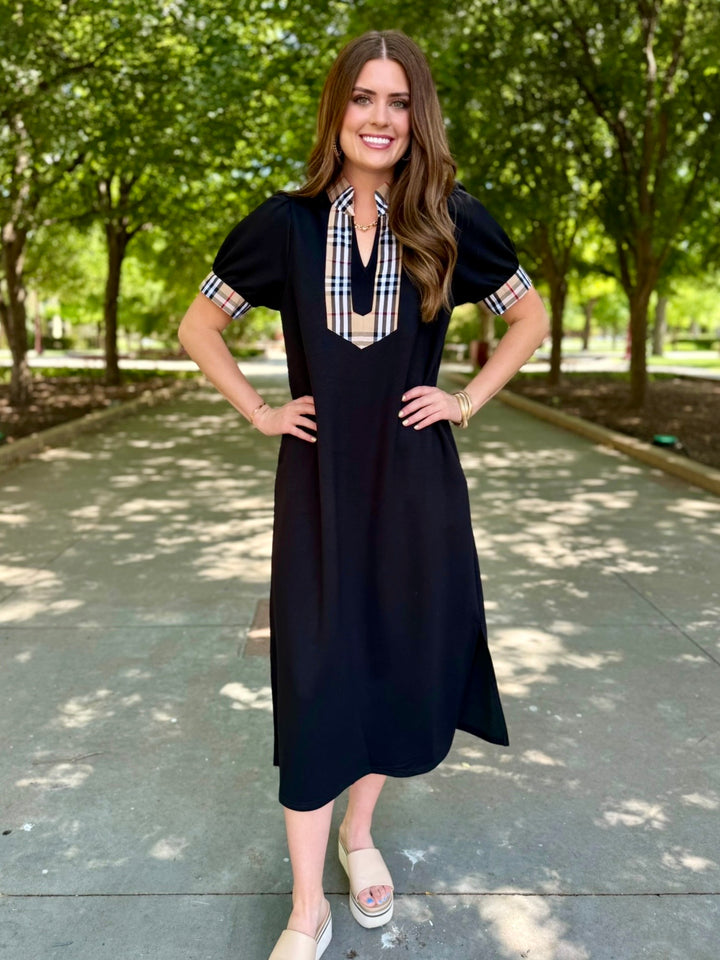 Black Luxe Look Midi Dress
