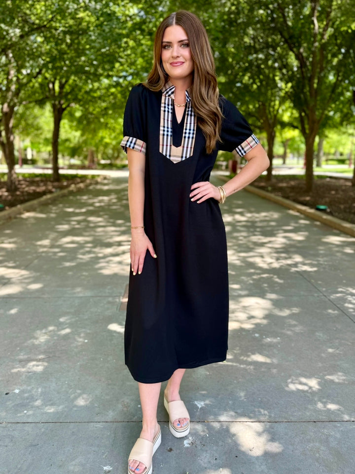 Black Luxe Look Midi Dress