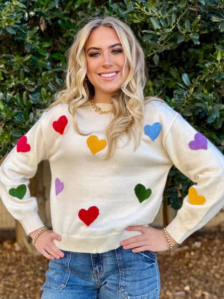 Rainbow Hearts Sweater