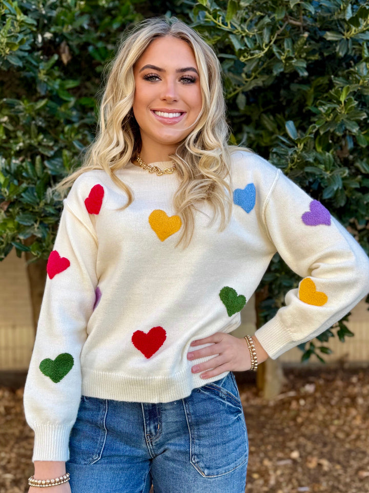 Rainbow Hearts Sweater