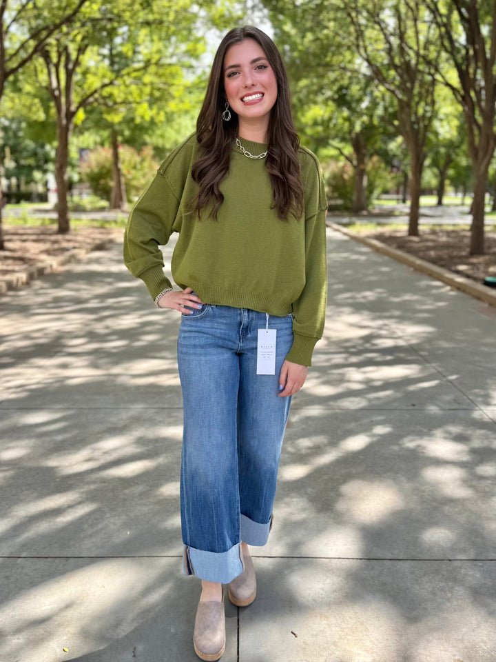 Olive & Easy Roll Long Sleeve Sweater