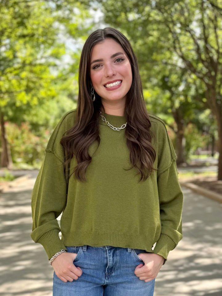 Olive & Easy Roll Long Sleeve Sweater