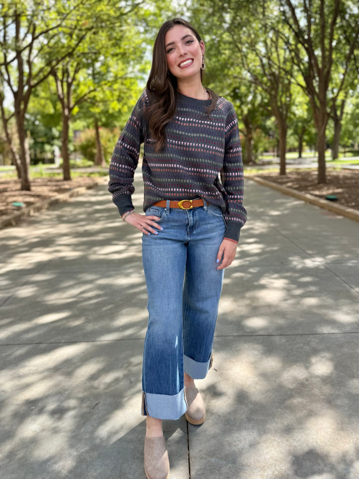 A Touch of Color Grey Knit Sweater
