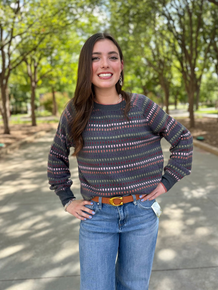A Touch of Color Grey Knit Sweater