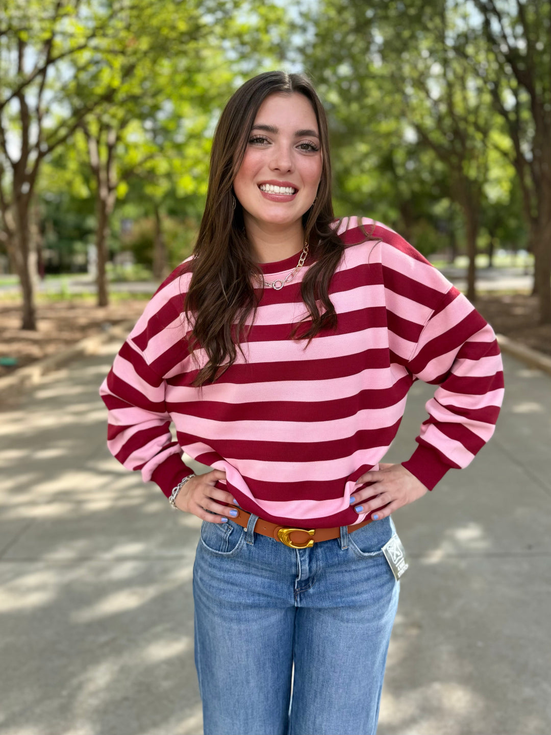 Stripe It Sweet Maroon Top