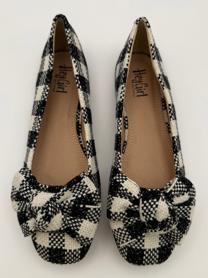Sugar Rush Black & White Check Flat by Corkys