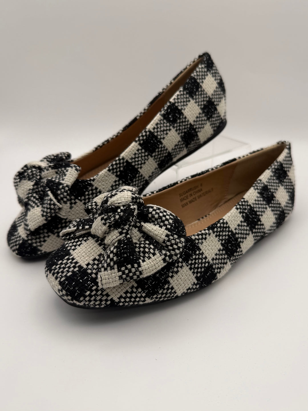 Sugar Rush Black & White Check Flat by Corkys