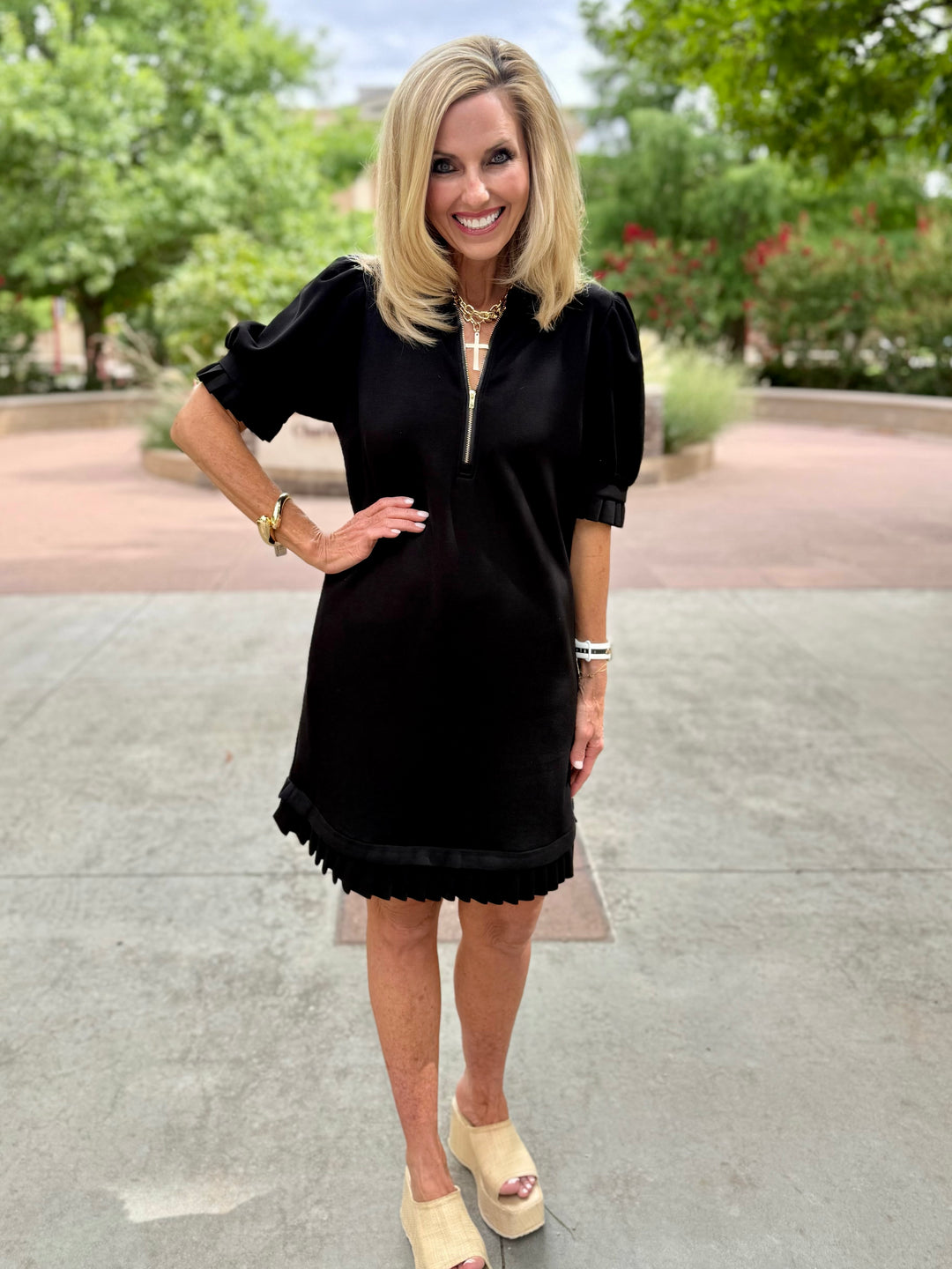 Perfectly Pleated Black Dress