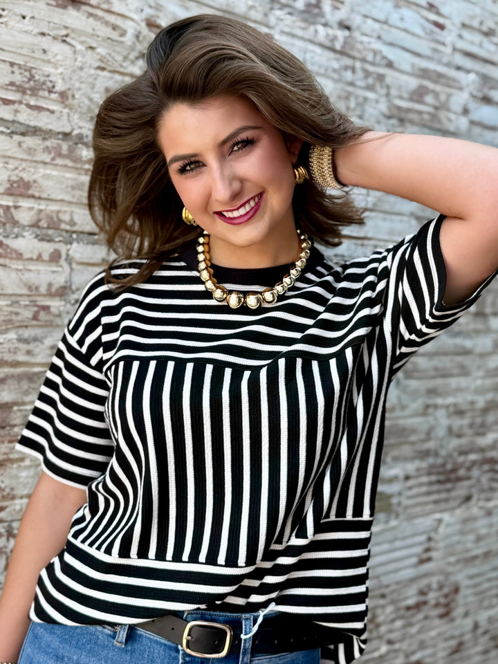Everyday Classic Black & White Striped Top