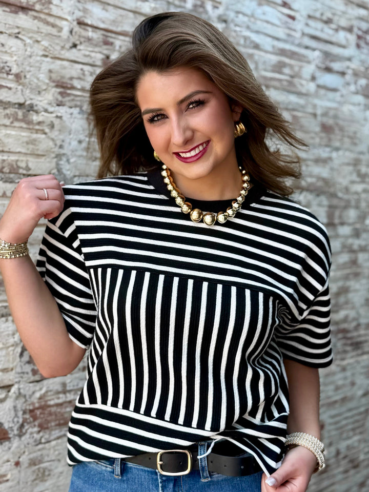 Everyday Classic Black & White Striped Top