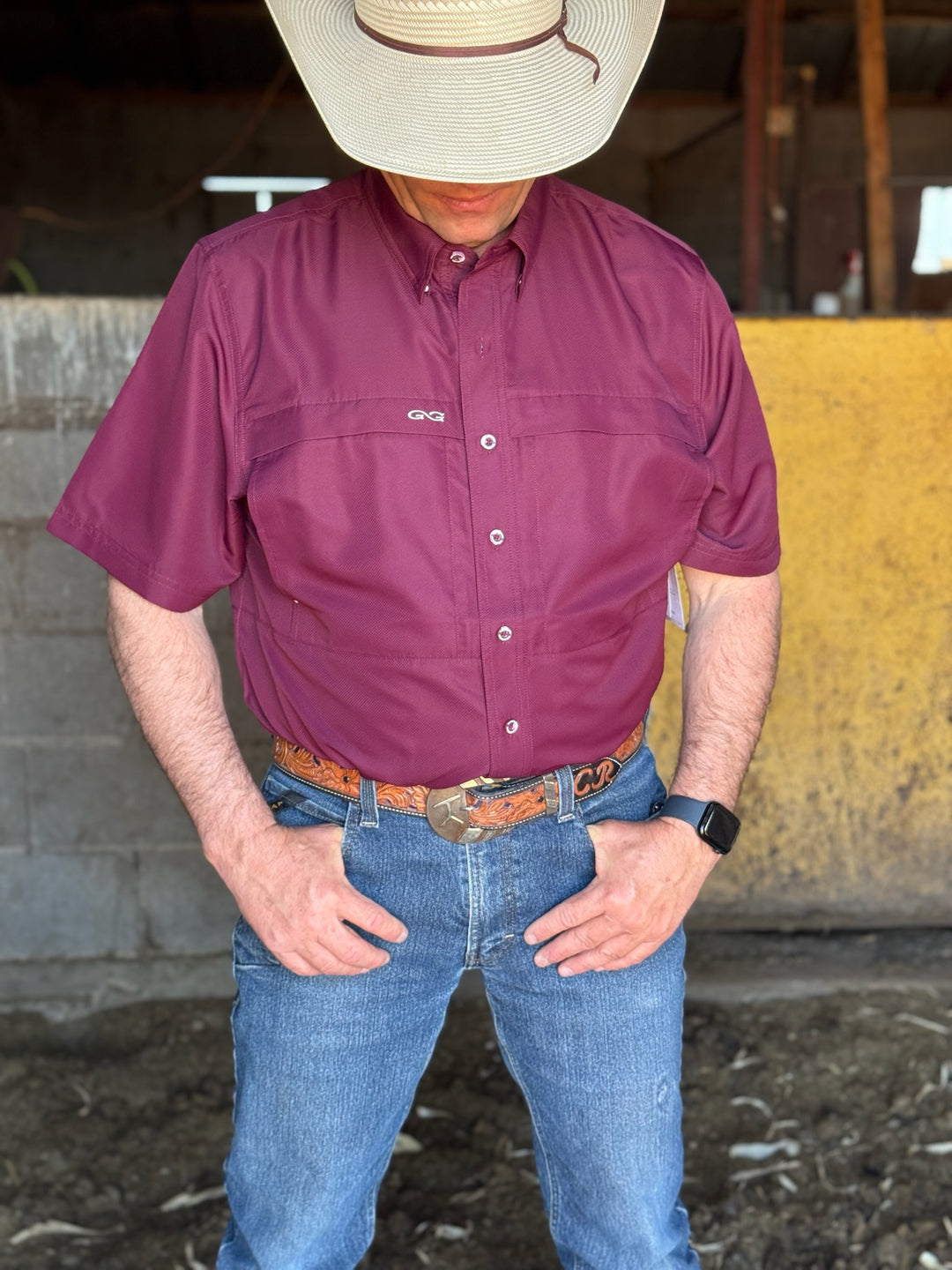 GameGuard Maroon Short Sleeve Button Up