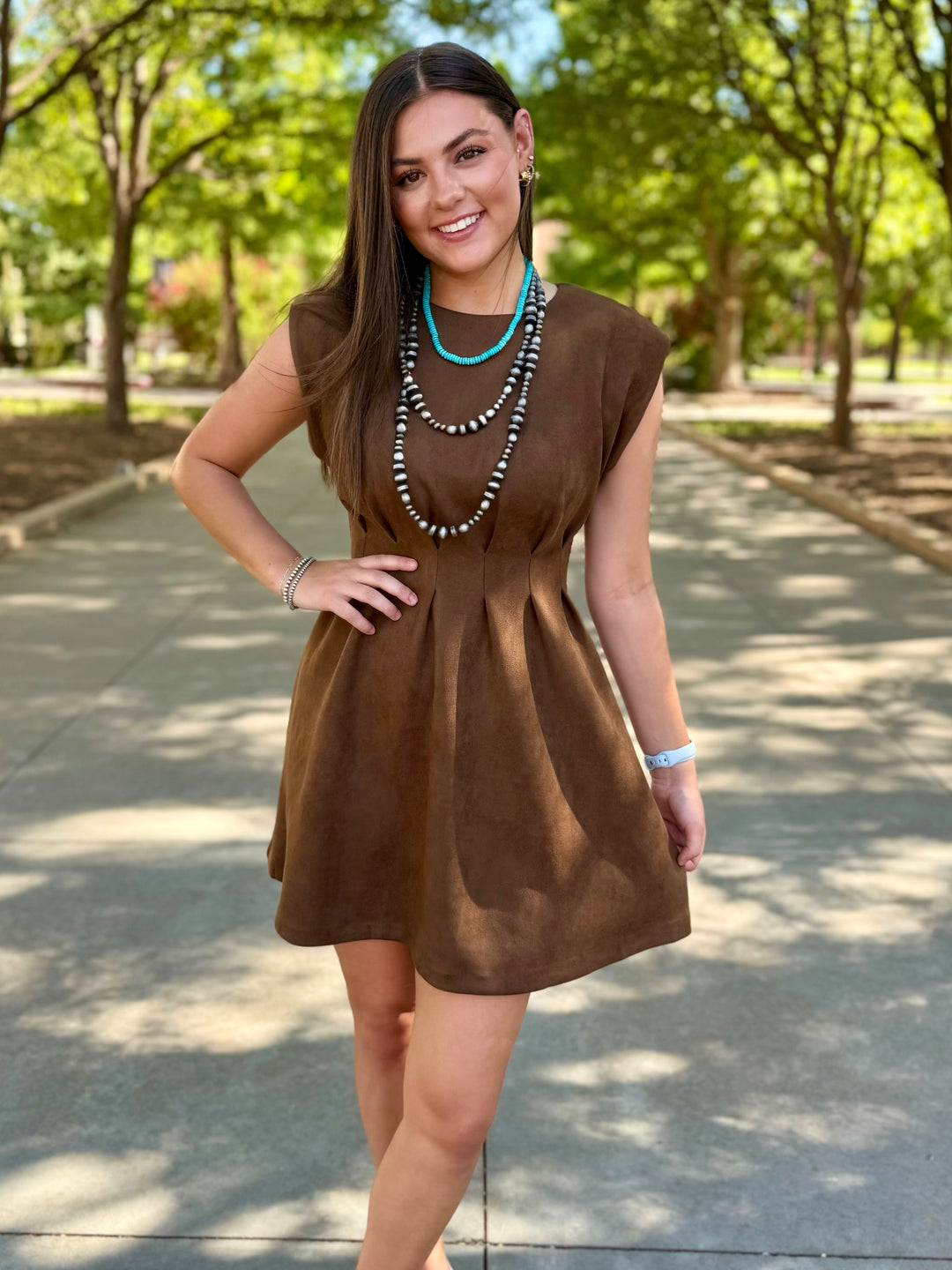 Brown Suede Romance Dress