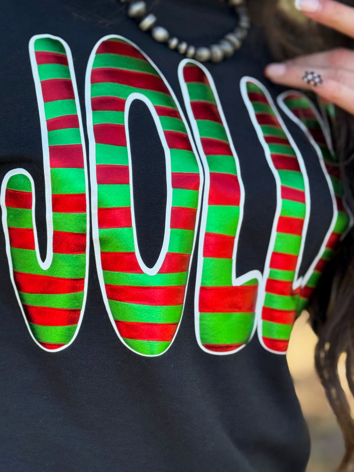 Jolly Black Sweatshirt In Metallic Puff by Texas True Threads