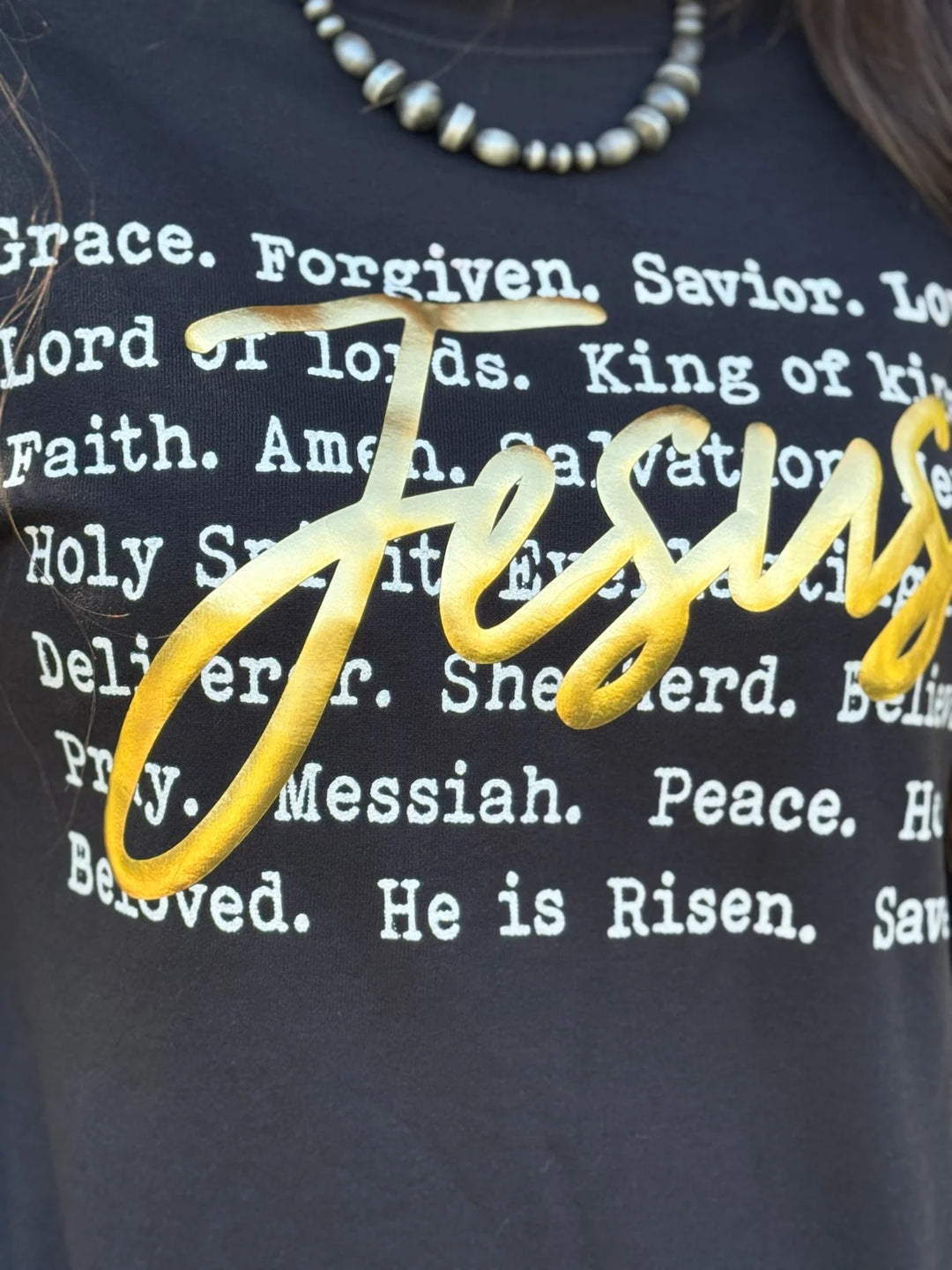Jesus with Gold Puff Long Sleeve Tee by Texas True Threads