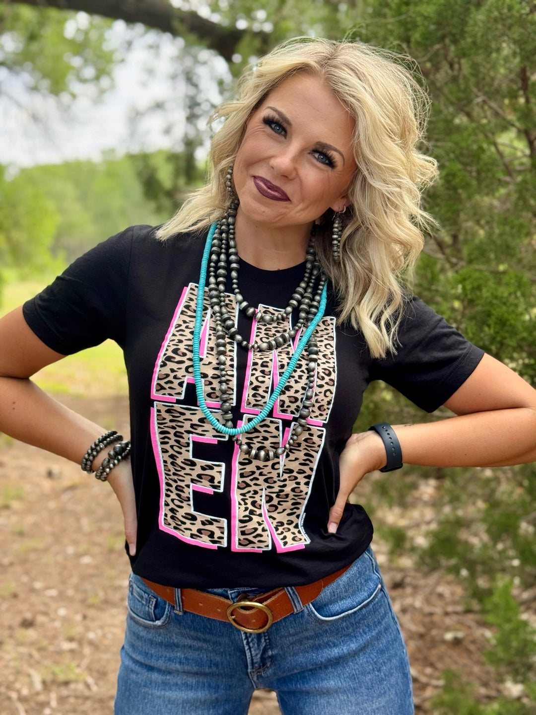 Leopard Amen Tee by Texas True Threads