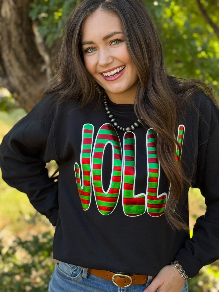 Jolly Black Sweatshirt In Metallic Puff by Texas True Threads