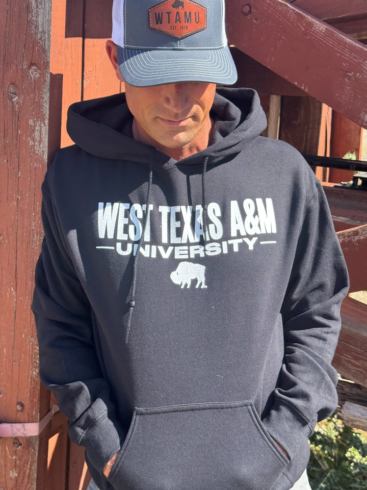 WTAMU Leather Patch Trucker Cap with White Mesh