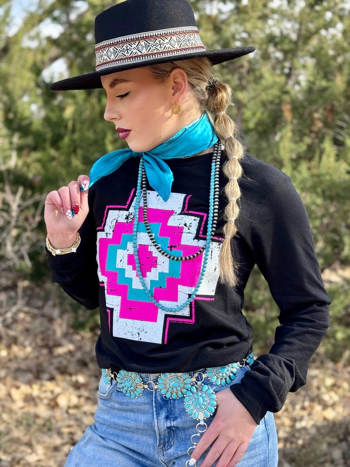 Kandi Aztec Long Sleeve Tee by Texas True Threads