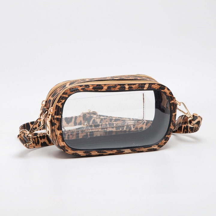 Ava Oval Leopard Clear Crossbody Bag