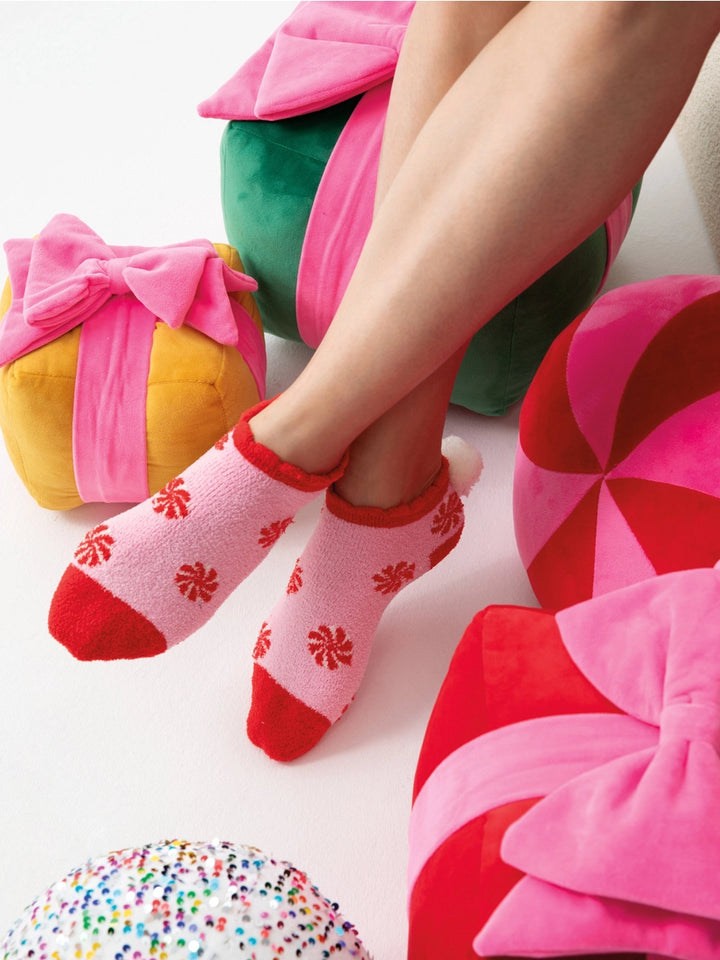 Pink Peppermint Holiday Socks